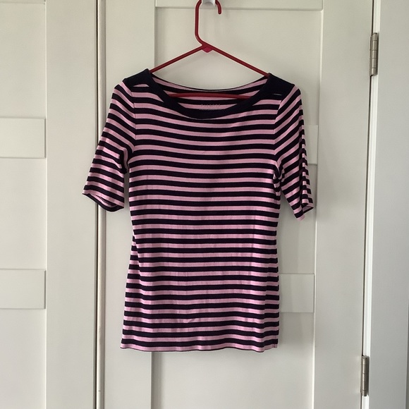 Talbots 3/4 length sleeve stripe cotton top - Picture 1 of 3